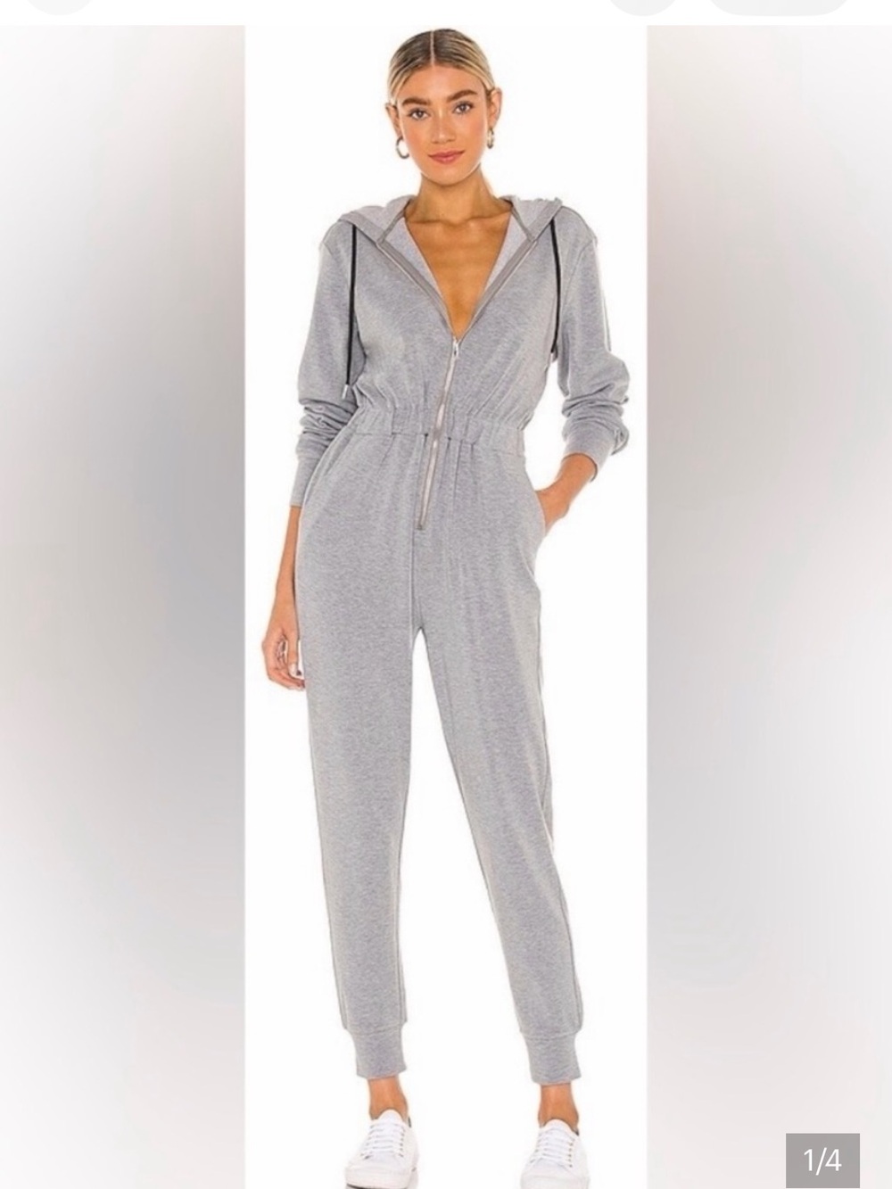 We Wore What Light Grey Fleece Hooded Jumpsuit S